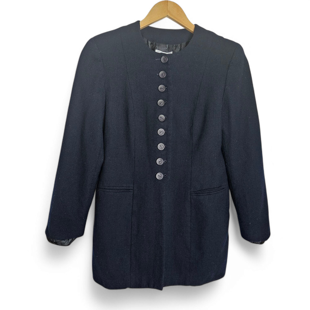 Pendleton Vintage Womens Military Style Long Black Wool Jacket Size 8 Flawed
